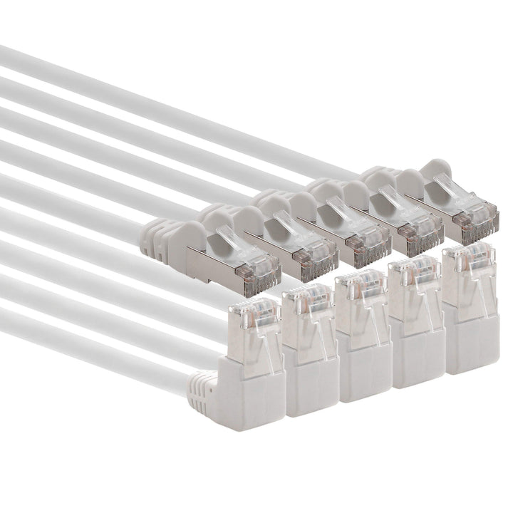 1aTTack.de 366282 Cat.6 Netzwerkkabel Winkel 90 Grad 10m - weiss - 5 Stück - Cat6 Patchkabel (SFTP P