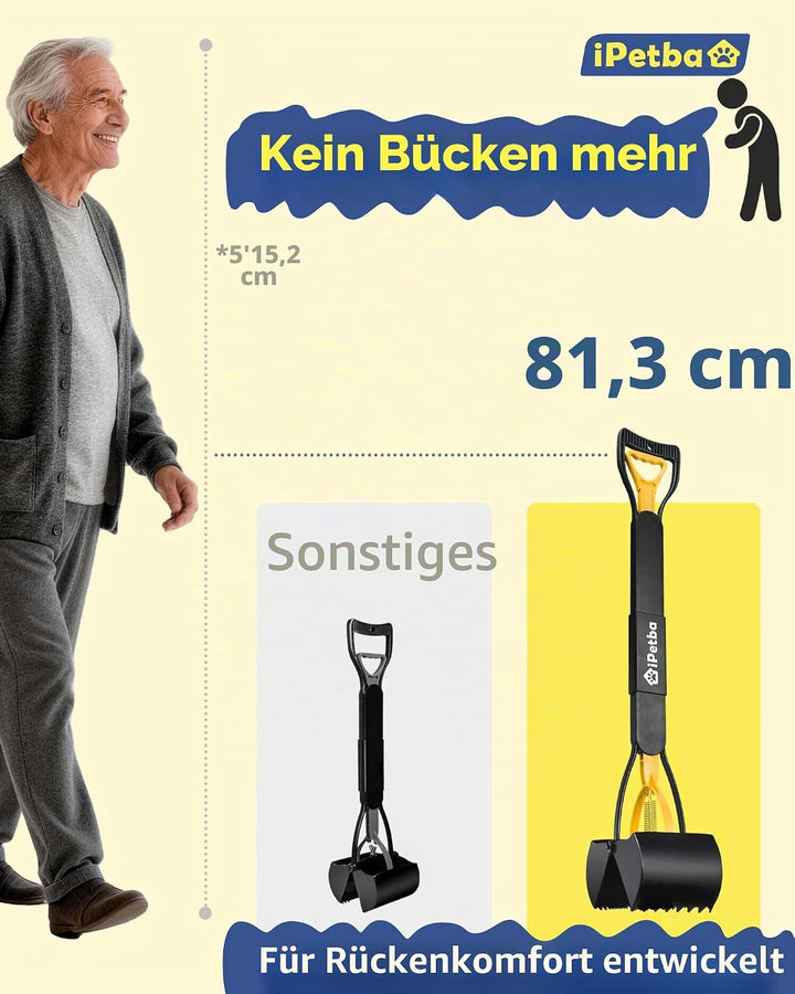 80 cm Grosser Hundekotschaufeln Langer Griff Hundekotsammler für Hunde und Katzen Faltbare Pooper Sc