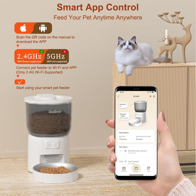 Balimo Futterautomat Katze | 3L Automatischer Futterspender Katze 2,4 G WiFi | App Steuerung mit Ede