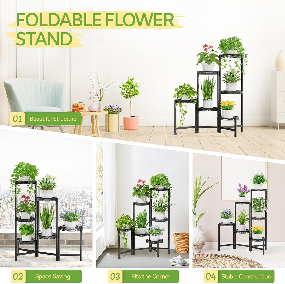 iDavosic.ly Pflanzenständer Metall mit 6 Etagen, Blumenständer Pflanzenregal Blumenregal Indoor Outd