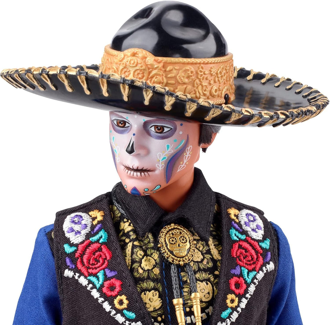 Barbie 2022 Día De Muertos Ken-Puppe mit Hemd, Weste und Sombrero, Calavera-Gesichtsbemalung, Gesche