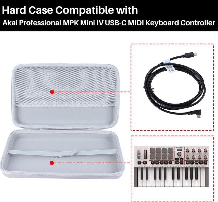 Lebakort Hart Schutz Hülle Etui Tasche für Akai Professional MPK Mini IV USB-C MIDI Keyboard Control
