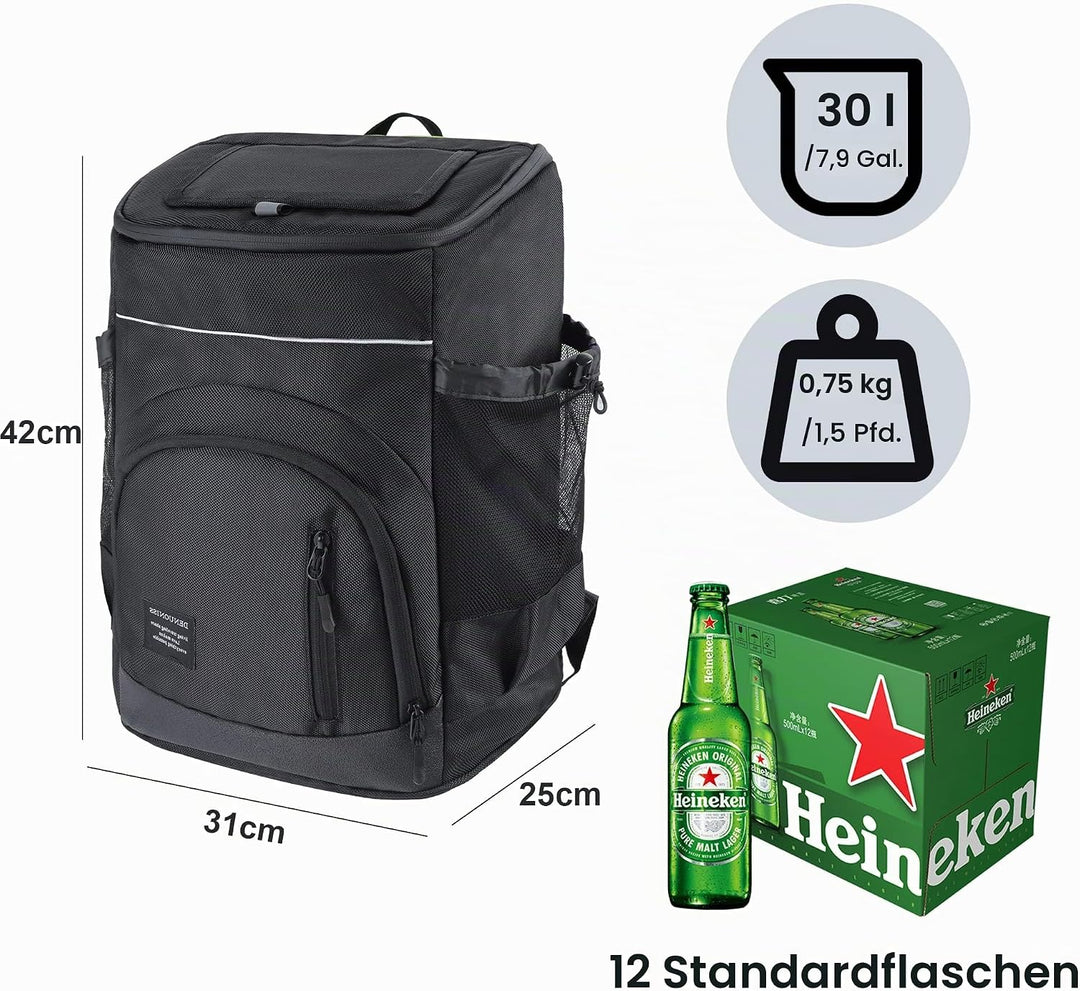 Outplea 30L Kühlrucksack Gross, Auslaufsicherer Isolierte Picknickrucksack für Männer Frauen, Thermo