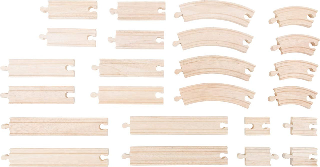 Eisenbahnschienen Set 24 Teile TRAINible aus naturbelassenem Holz, als Erweiterung oder für den Neus