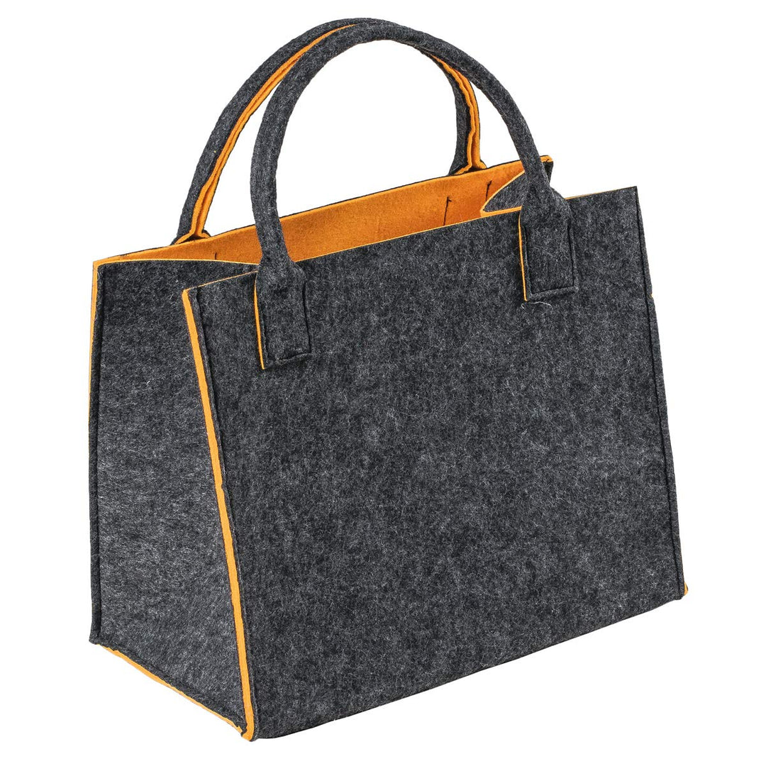 LaFiore24 Hochwertige Filztasche Einkaufstasche Festival Grau-orange, Grau-orange