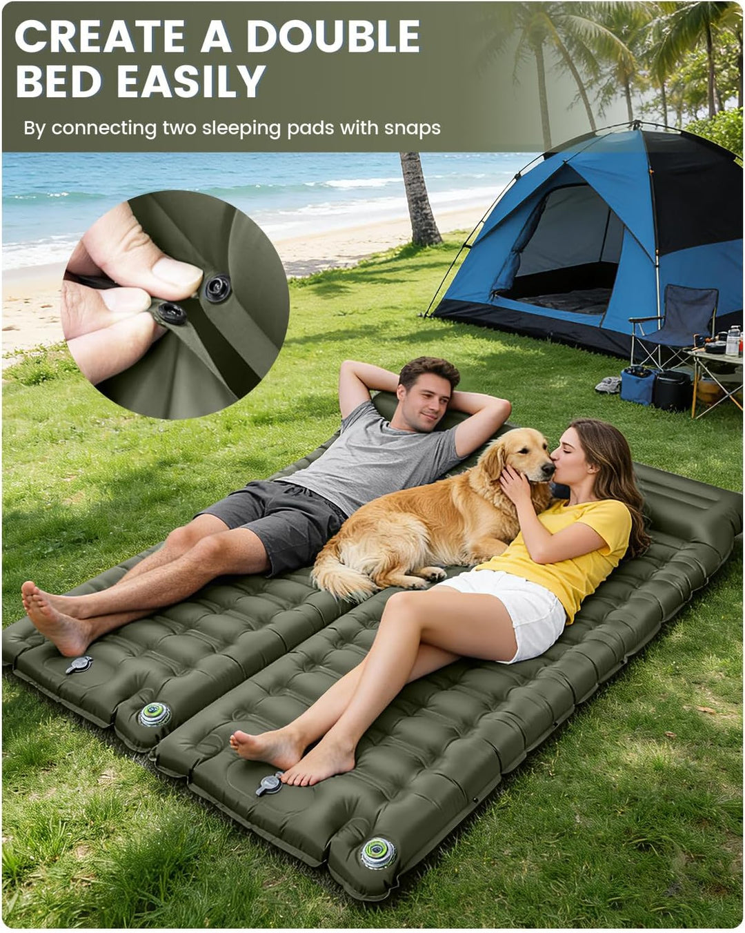 WARMTUYO Isomatte, Luftmatratze Camping mit Elektrisch Pumpe, 12CM Dicke Matratze Outdoor Aufblasbar