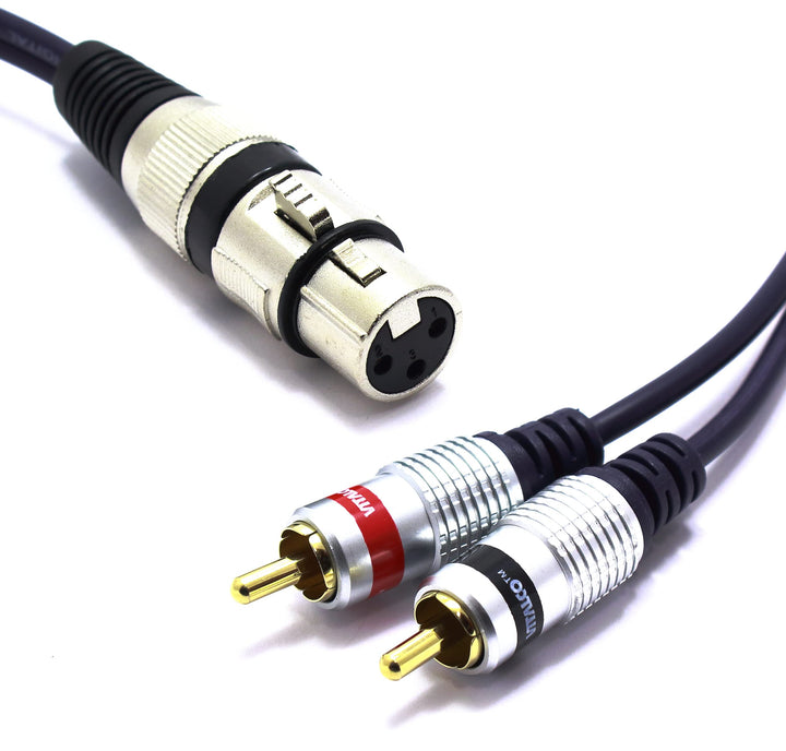 XLR Buchse auf 2x Cinch Stereo Kabel 3m Mikrofonkabel 3 Polig auf Chinch Adapter XLR-F/2RCA 3m, XLR-