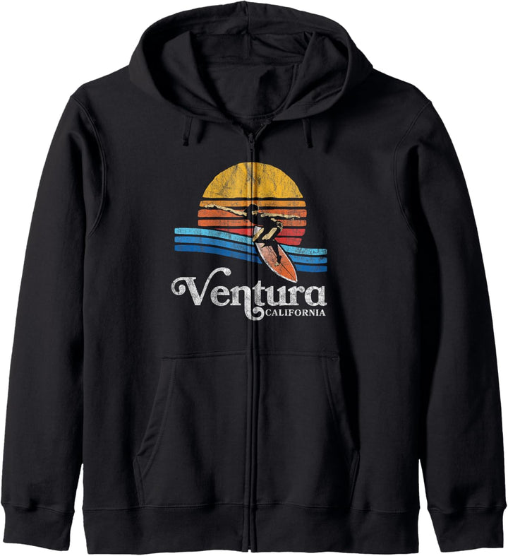 Retro Ventura California Eighties Beach Bum Surfer Graphic Kapuzenjacke