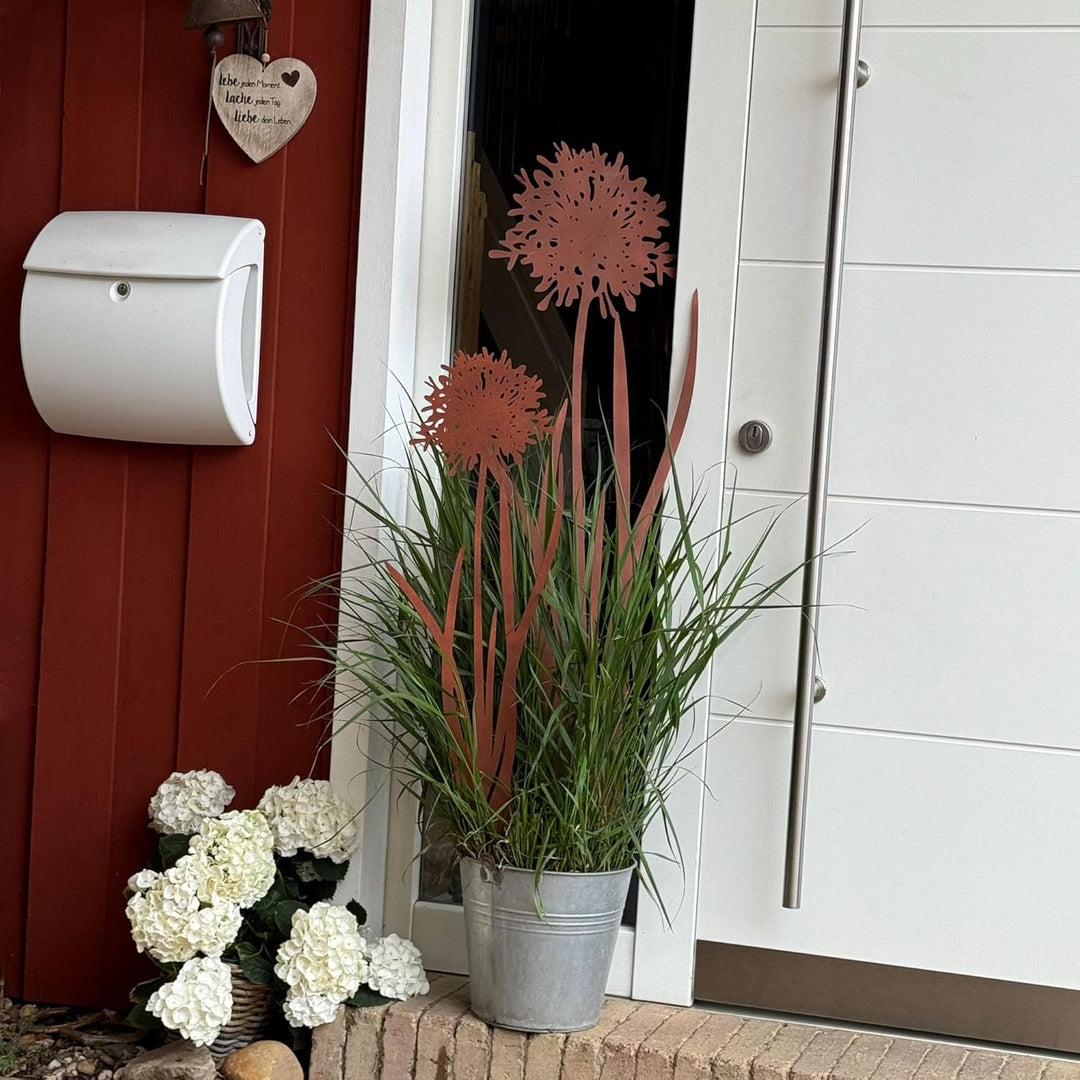 UNUS Gartenstecker Agapantus 2er Set Gartendeko Rostoptik, Roststecker Rost Deko für Garten Terrasse