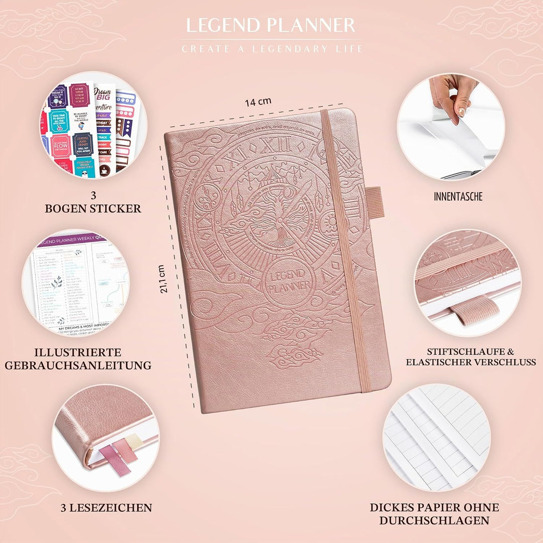 Legend Planer - Deluxe Wochen- &amp; Monats-Lebensplaner, um Ihre Ziele zu erreichen &amp; glücklicher zu le