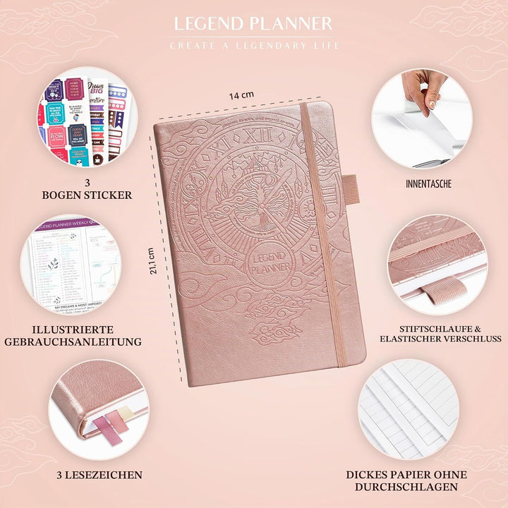 Legend Planer - Deluxe Wochen- &amp; Monats-Lebensplaner, um Ihre Ziele zu erreichen &amp; glücklicher zu le