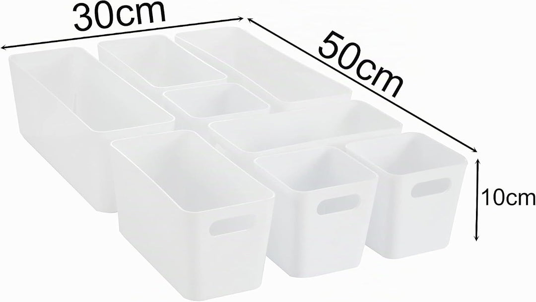 8 Teile Organizer Set - 10 cm hoch - weiss - Boxen in 3 Grössen - Schubladeneinsatz - passend für Sc