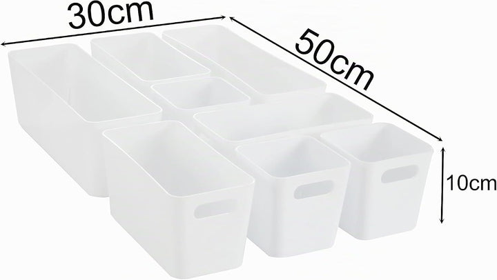 8 Teile Organizer Set - 10 cm hoch - weiss - Boxen in 3 Grössen - Schubladeneinsatz - passend für Sc