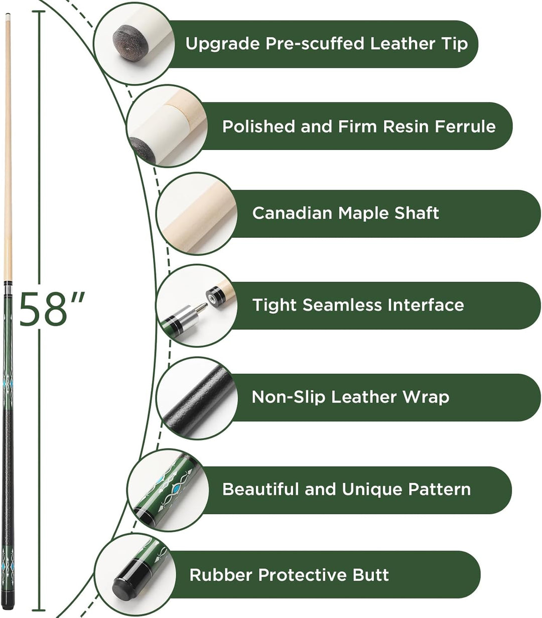 Billard Queue 18 19 20 21 oz, 58" Pool Queue Sticks 13mm Spitzen für Professionelle Billardspieler,