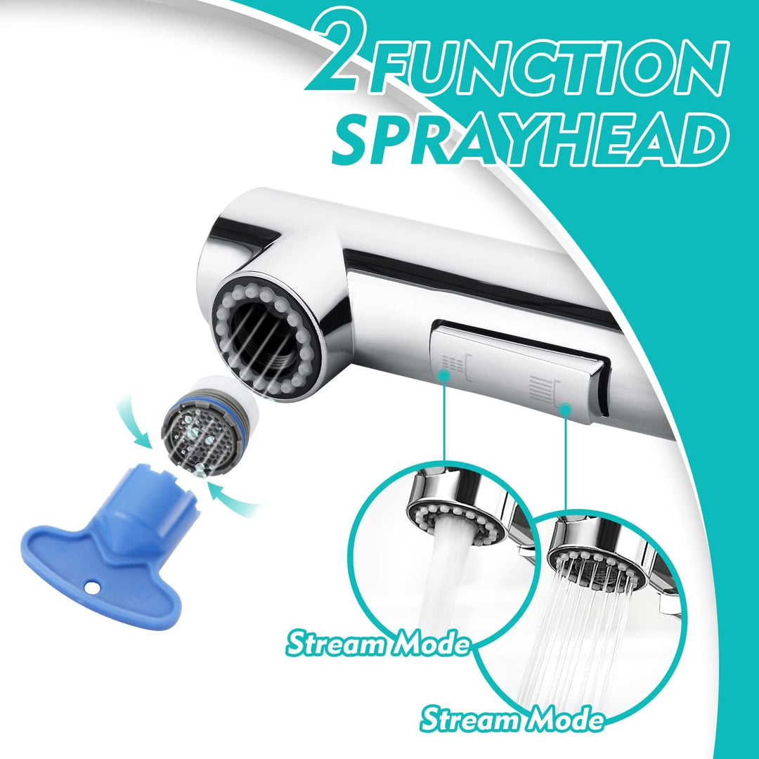 CREA Wasserhahn Küche, Küchenarmatur mit Ausziehbarer Brause, Spültischarmatur Küche mit 2 Strahlart