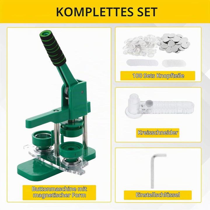 Dyna-Living Buttonmaschine Abzeichen Button Maker 25mm/0.98in, DIY Badge Press Machine mit 100 Zubeh
