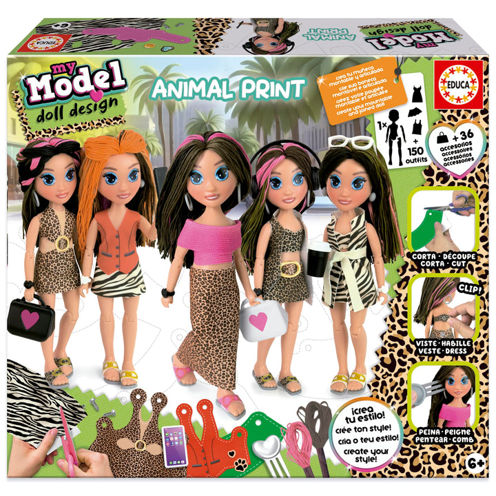 Educa - My Model Animal Print | Kreieren & gestalten Sie Ihre Puppe. Es umfasst über 150 Looks & übe