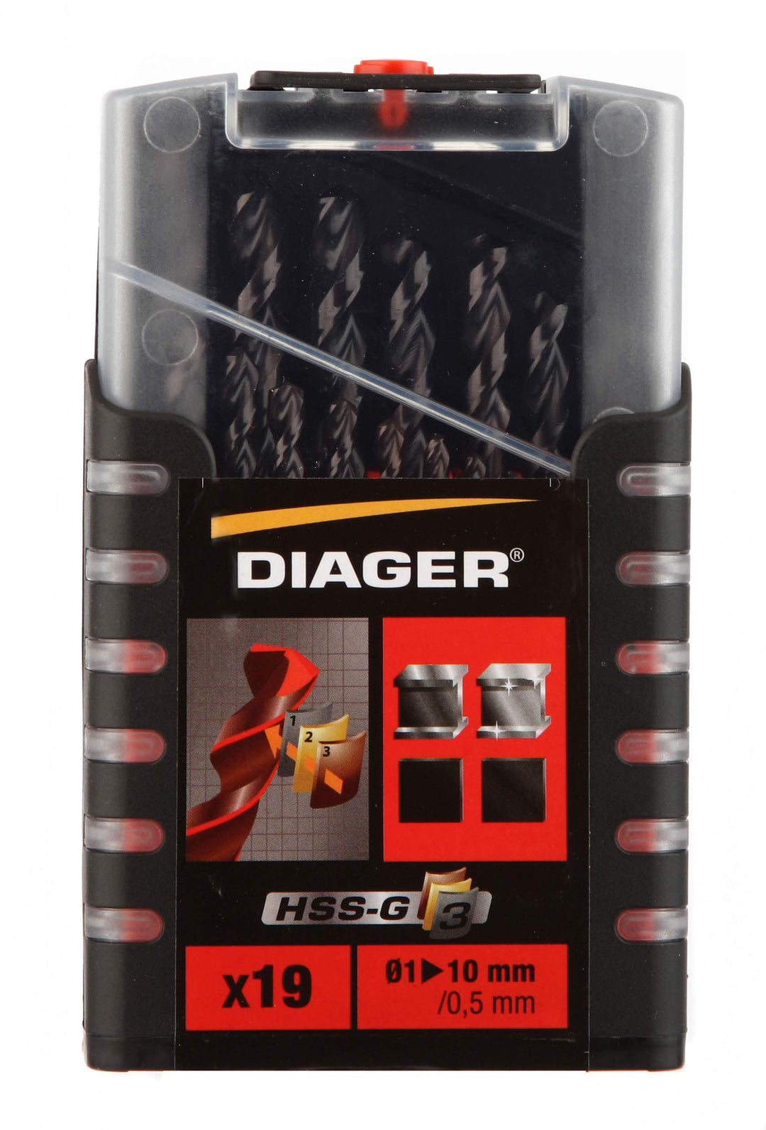 Diager – Bohrer Metal HSS Grösse Schleifstein, in Geschenkverpackung – Anzahl der FORETS. 19 – Ø mm.