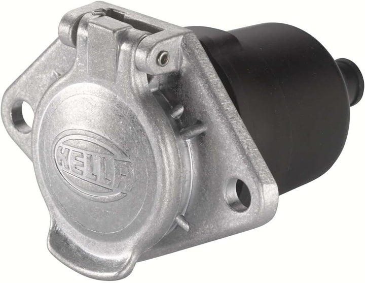 HELLA Steckdose - 24V - 7-polig - Flachsteckanschluss - Stecker: Flachstecker - Länge: 103mm - Alumi