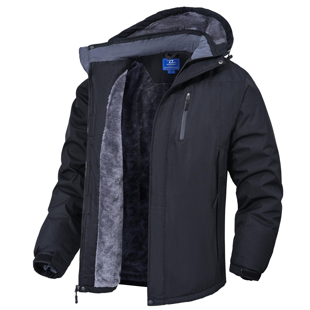 Zzkouine Herren Winter wasserdichte Fleecejacke Warm Gefüttert Winterjacke mit Kapuze Wasserabweisen