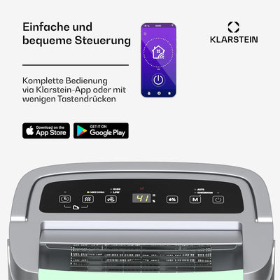 Klarstein DryFy Connect 50L Luftentfeuchter - 50L/Tag, WLAN-App-Steuerung, 7L Tank, 24h Timer, Autom