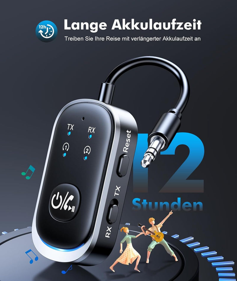 Mohard 2 in 1 Bluetooth Transmitter & Empfänger, AUX Bluetooth Adapter Klinke 3.5mm für Auto/TV/Ster