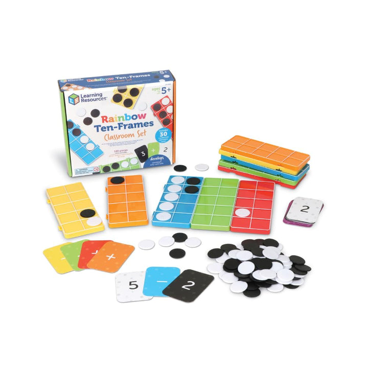 Learning Resources LER6641 Regenbogen Set, ab 5 Jahren, 10 verbindbare Zehner-Rahmen und Zähler, Mat