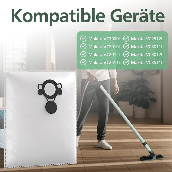 16 Stück Staubsaugerbeutel kompatibel mit MAKITA VC2512L VC2000L VC2010L VC2012L VC2511L VC3011L VC3