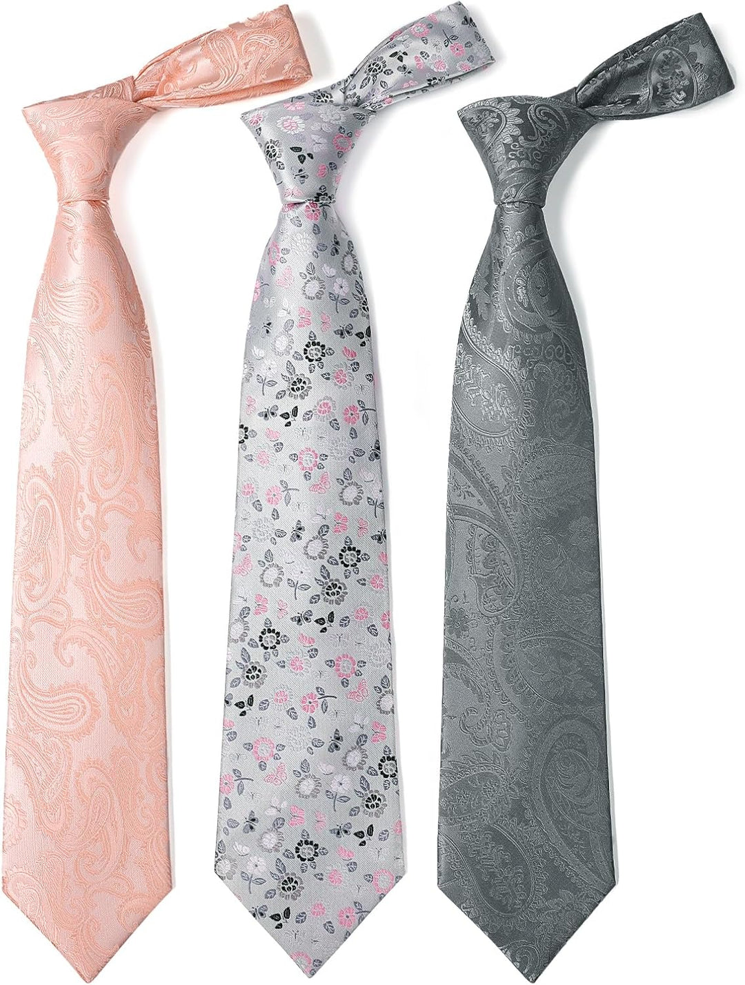 HISDERN Los 3 Stck Herren Krawatte Klassisch Elegante Krawatten und Einstecktuch Seidenkrawatte Set