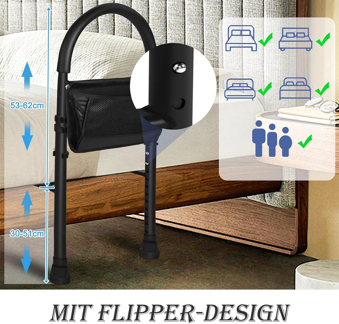 LARS360 Sichere Bettgitter mit PVC Lagerung Tasche und Unterstützung Beine, Faltbare Bettgitter Raus