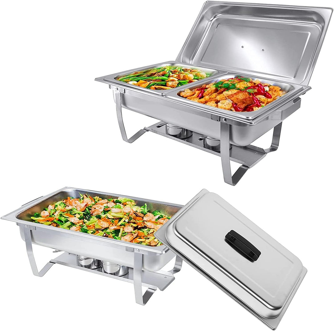 Valgus 2-Pack 9L Edelstahl Chafing Dish Set Buffet Chafer Suppenwärmer mit faltbarem Rahmen Wassersc