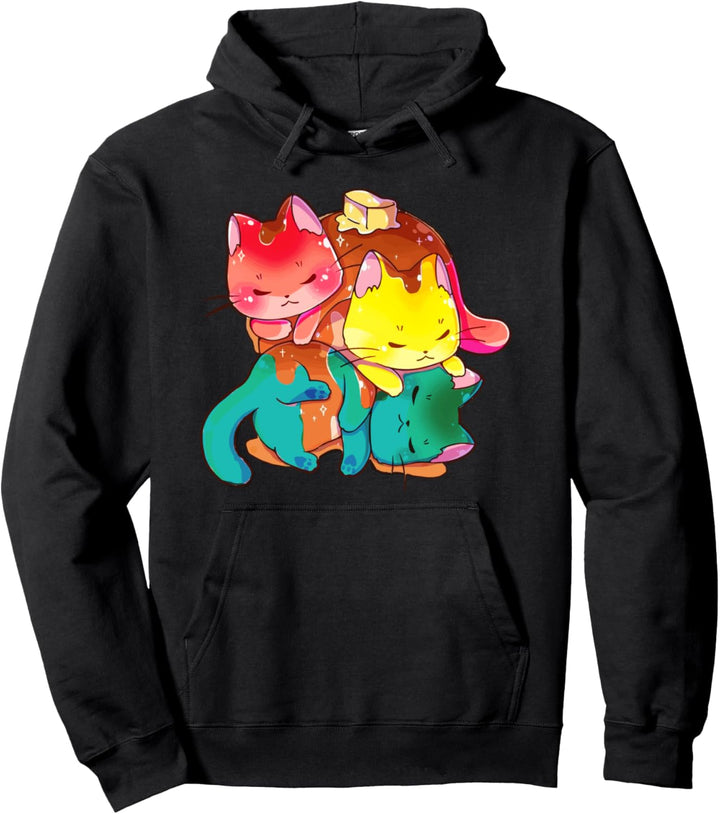 Pansexual Pride Flag Cute Kawaii Cats Pancakes Pullover Hoodie