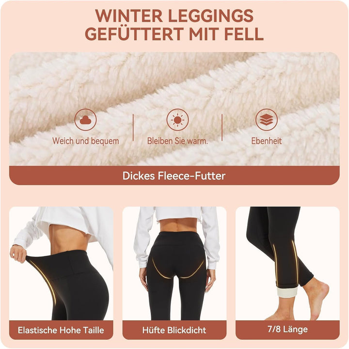 HLTPRO Thermo Leggings Damen Gefütterte Winter High Waist Thermohose Dicke Thermoleggings Warm Leggi