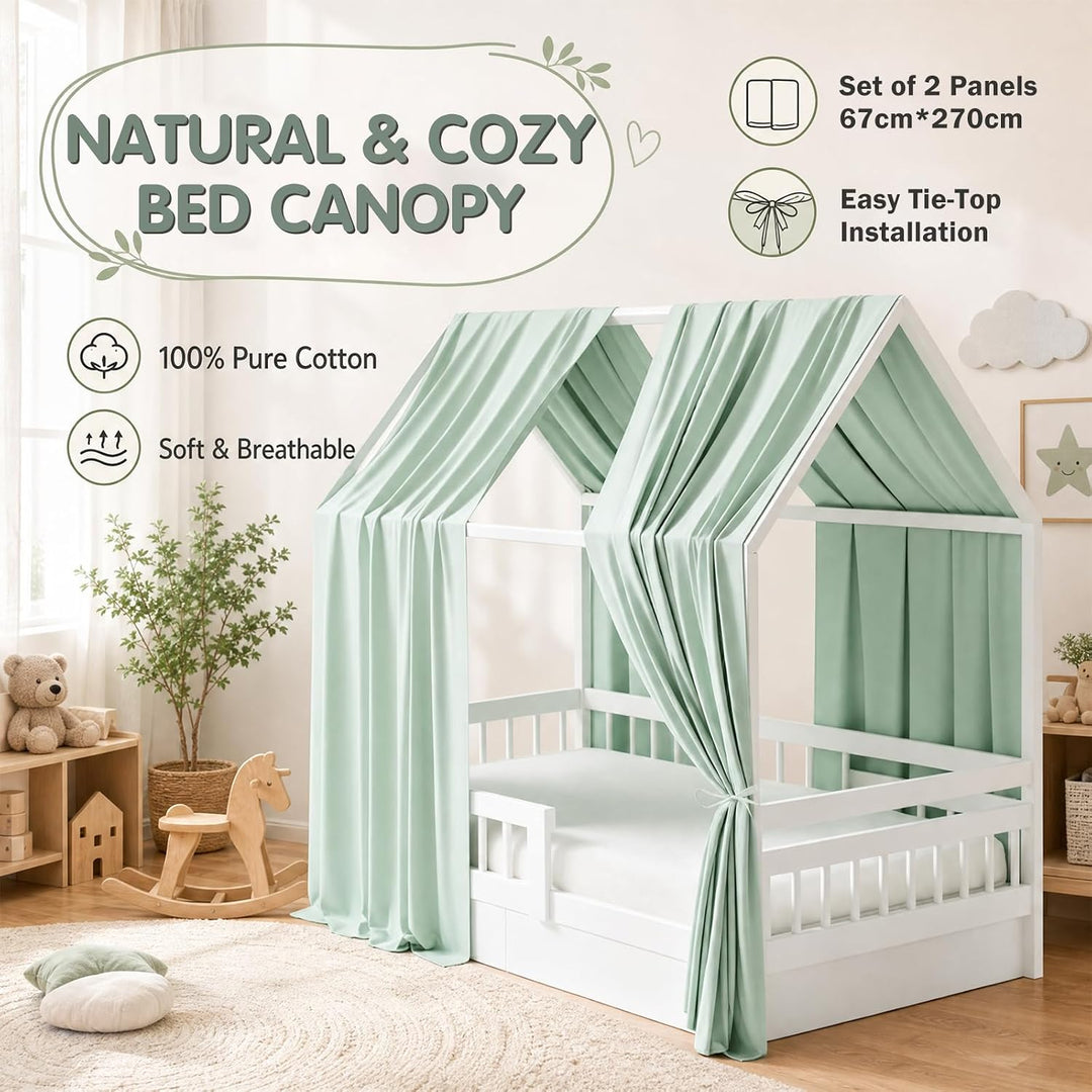 Hausbett Himmel, 2 Stück Betthimmel Hausbett Musselin für Hausbetten Mädchen &amp; Jungen, Bett Vorhang