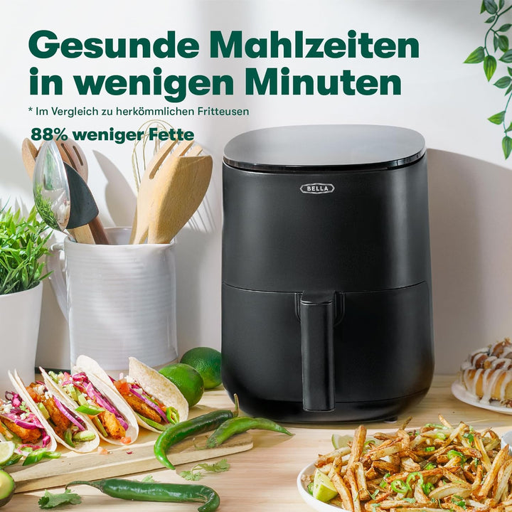 bella 3 L Touchscreen-Heissluftfritteuse, ölfreies Frittieren, spülmaschinenfeste Antihaft-Pfanne un