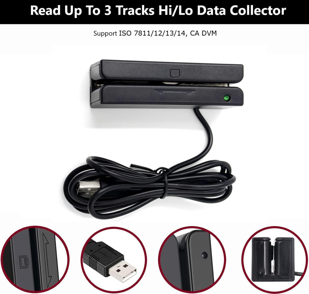USB-Kartenleser mit Magnetstreifen, 3 Spuren, POS Kreditkartenleser, Swiper MagStripe Swipe