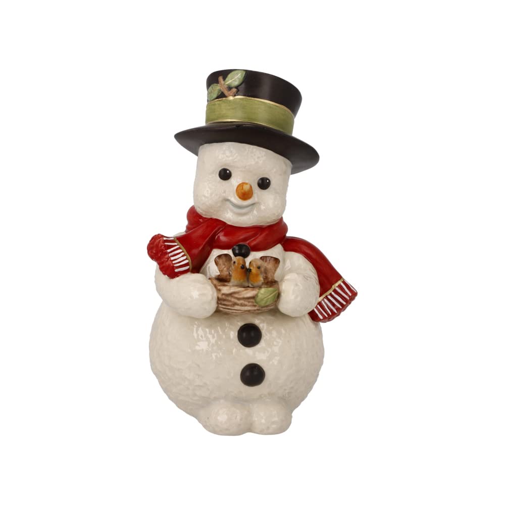 Goebel Figur Schneemann Zwitscherndes Vogelpaar, aus Steingut gefertigt, Höhe 12cm, 66-704-40-1