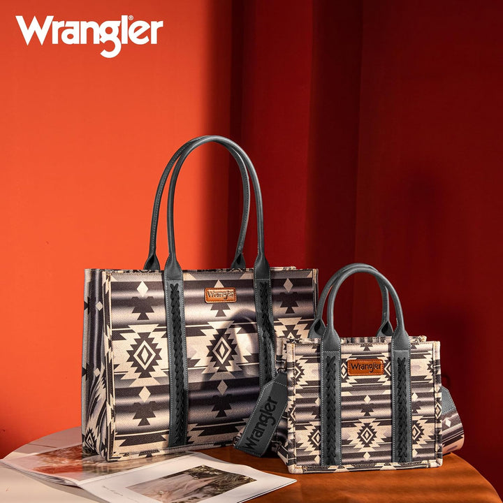Wrangler Aztec Tote Bag for Women Boho Shoulder Purses and Handbags Angel Diamond Black (Gitarrengur