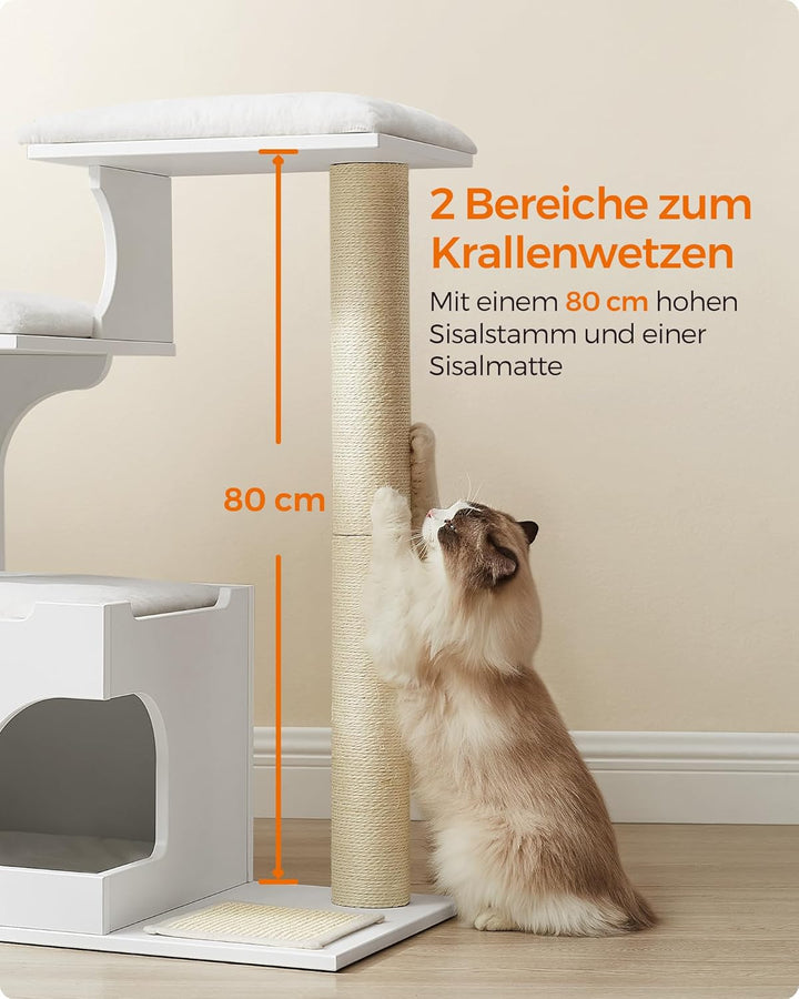 Feandrea Kratzbaum, 86 cm hoher Katzenbaum, Spanplatten-Katzenkratzbaum, mit Höhle, Liegeflächen, Sä