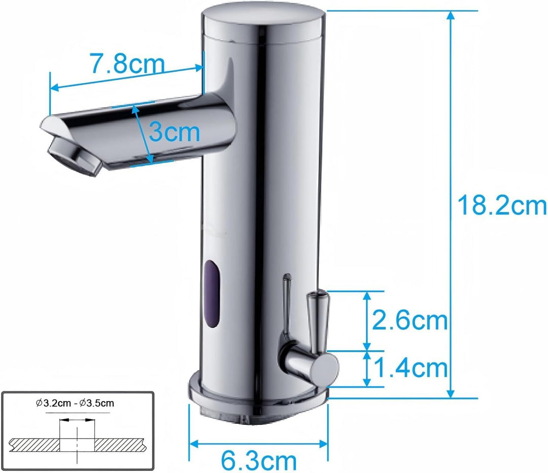 Auralum Automatischer Sensor Wasserhahn Infrarot badarmaturen waschtischarmatur Mischbatterie 18,2cm
