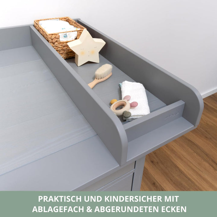 Wickelaufsatz Set für graue IKEA HEMNES 108 cm – mit Wickelaufsatz aus hochwertigem MDF sowie Wickel