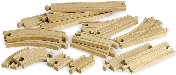 BRIO Bahn 33402 - Mittleres Schienensortiment & World 33592 Rote Lola elektrische Lok – Batterie-Lok