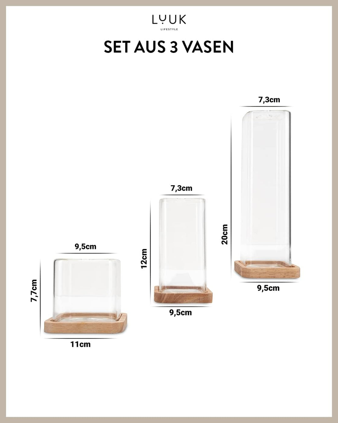 LUUK LIFESTYLE Glasvasen Cube, Deko, kleine Vase, Vasen-Set, minimalistisch, kleine Vase, quadratisc