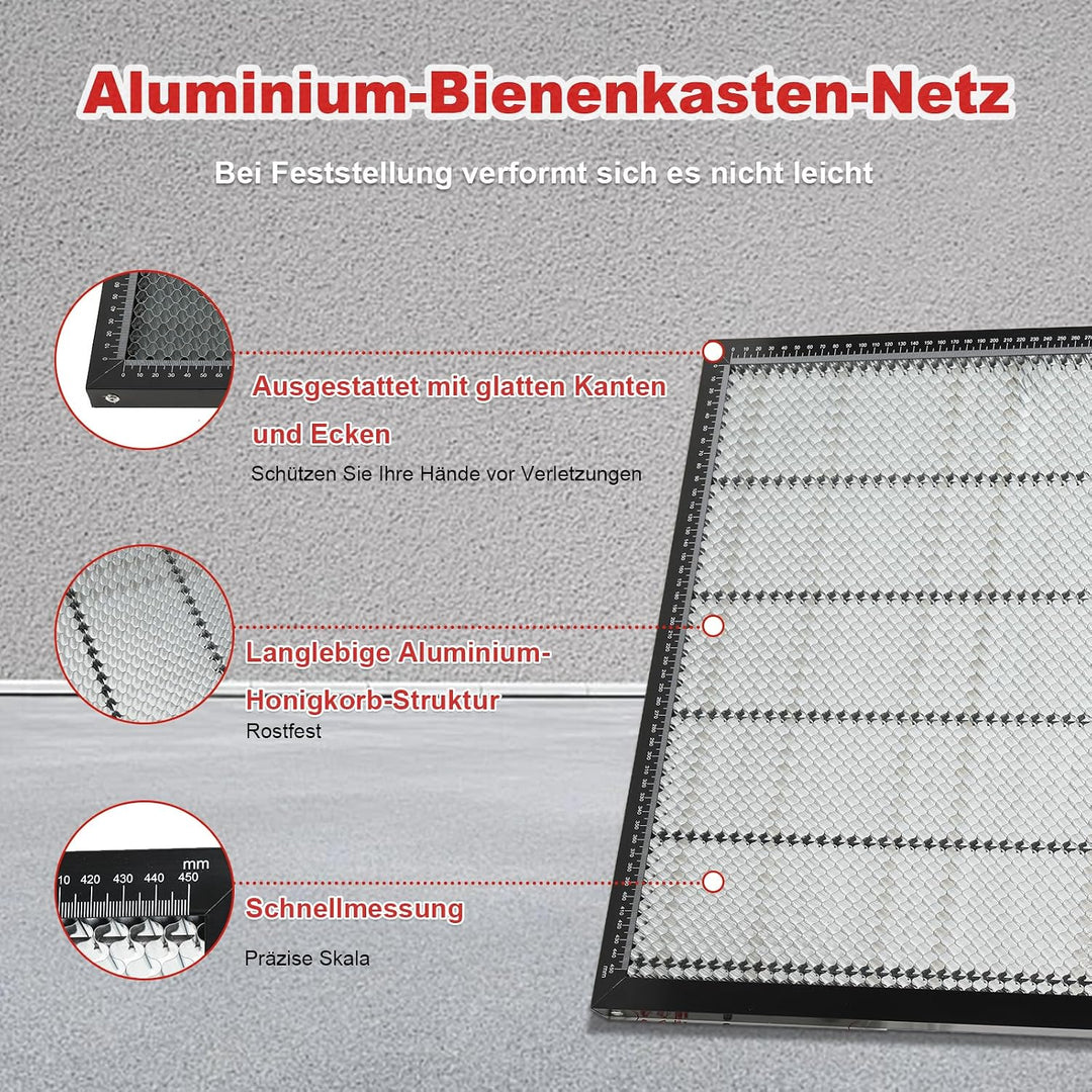 Laser Wabentisch, 500 x 500 x 22 mm Laser Honeycomb Arbeitstisch mit 0.4mm Aluminiumplatte für Deskt