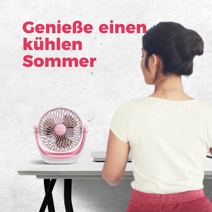 OCOOPA USB Ventilator, Ventilator klein Tischventilator mit starkem Luftstrom und Leise Betrieb 3 Ge
