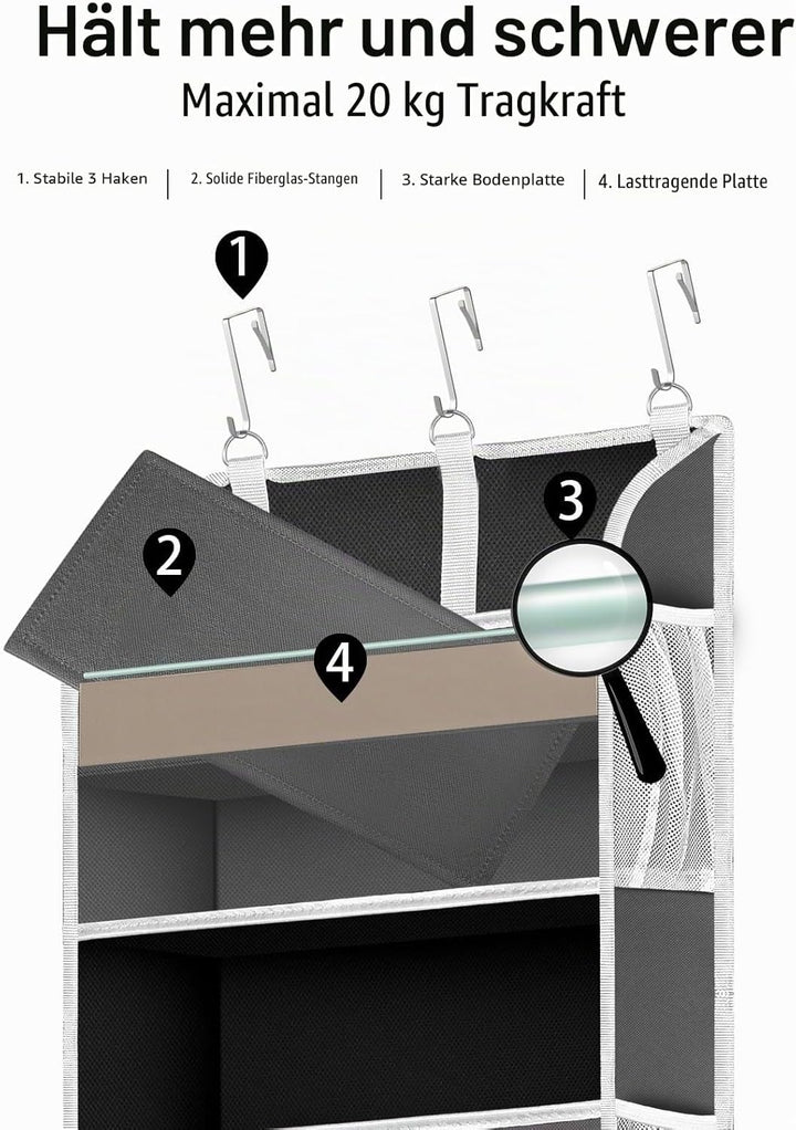 Hängeorganizer Tür mit 5 Fächern, Tür Organizer Faltbar und Platzsparend, Camping Organizer Hängend,