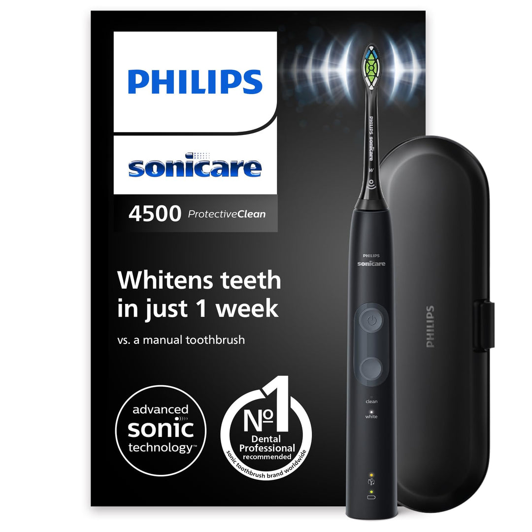 Philips Sonicare ProtectiveClean 4500 Elektrische Schallzahnbürste (Modell HX6830/53) Schwarz, Schwa