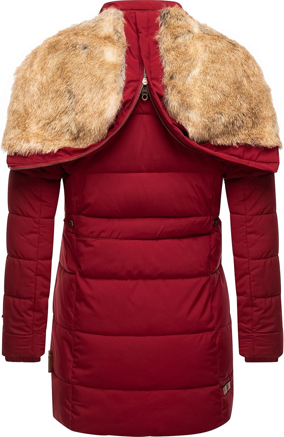 MARIKOO Damen Warmer Winter Steppmantel mit Kapuze Lieblings Jacke XS-XXL XS Blood Red, XS Blood Red