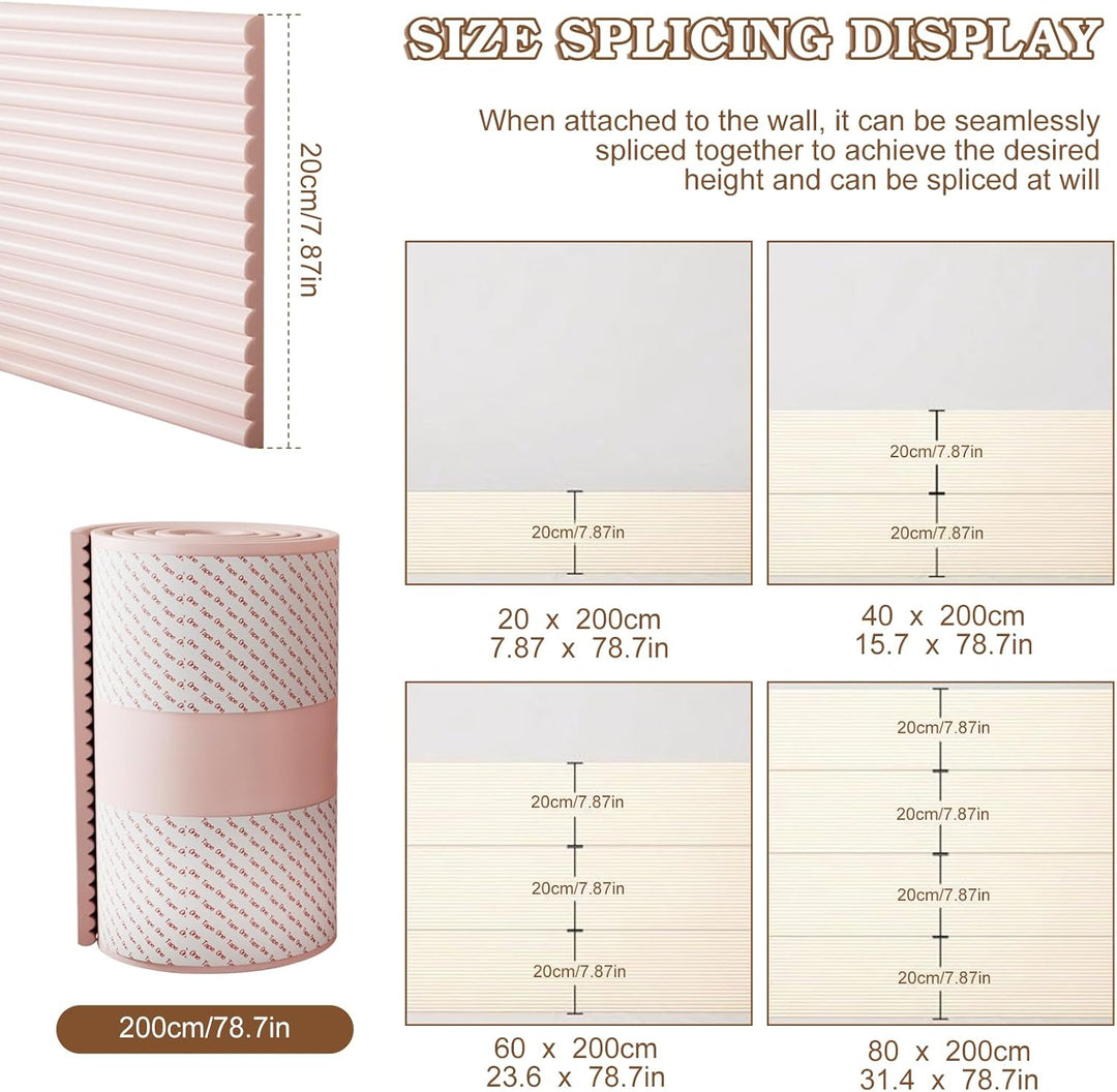 Wandpaneele Gepolstert für Kinderzimmer, 2M Wandpolster Selbstklebend, 1cm Dick Anti-Kollision Wandk