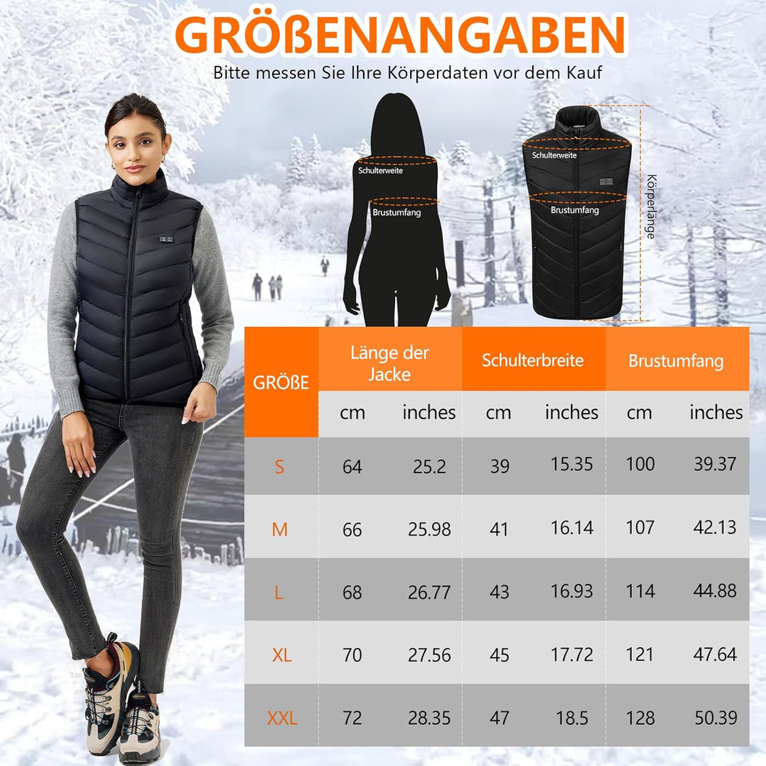 Beheizbare Weste für Herren Damen, Elektrische USB Heizwesten, Mit 5V 10000 mAh Akku, Winter Warme J